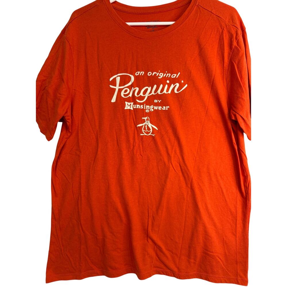 Original Penguin Munsingwear Men’s L Orange Graphic Logo T-Shirt Cotton